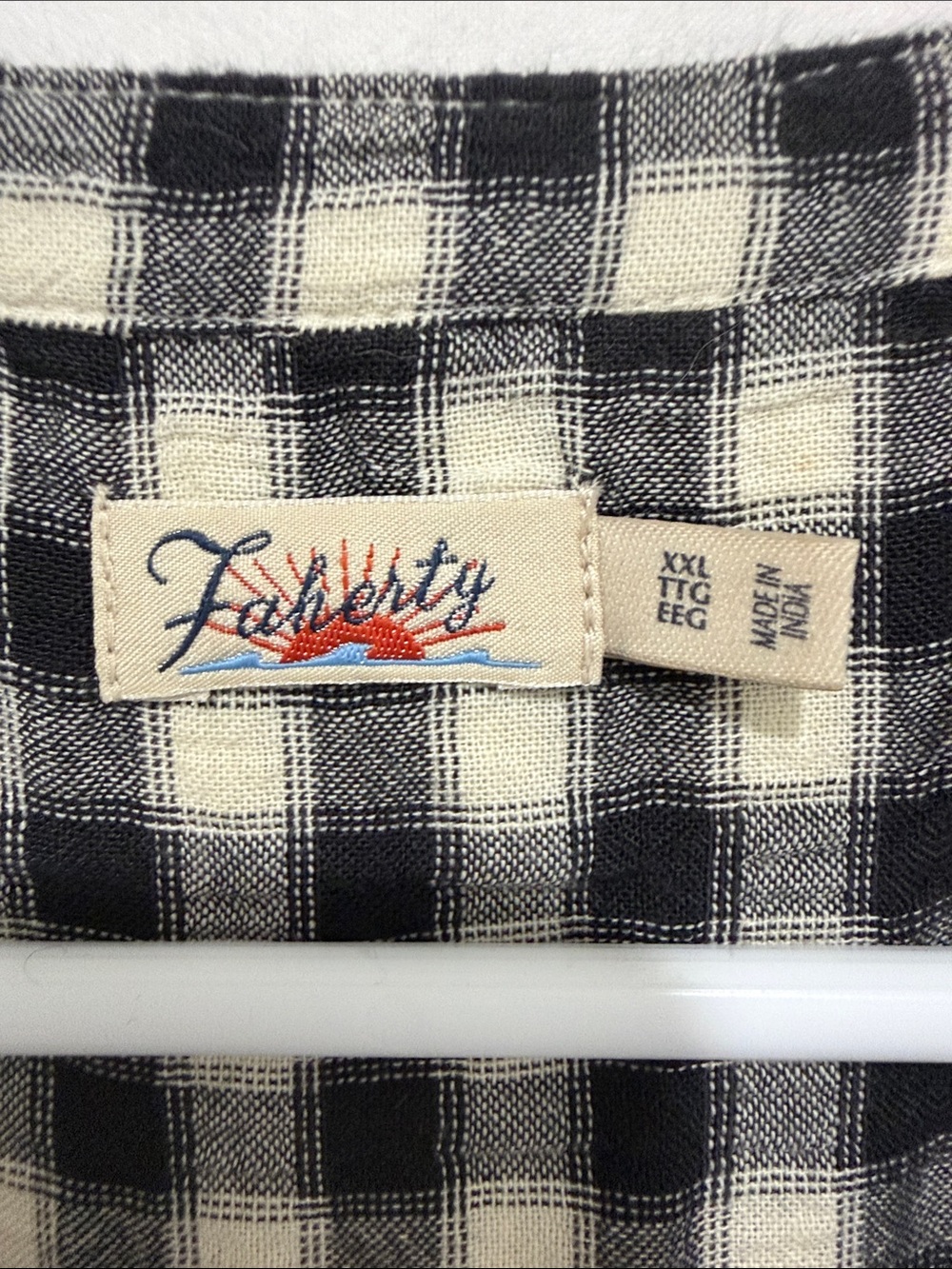 Faherty Black & Cream Gingham Sleeveless Mini Dress Sz XXL Cotton Blend Casual - Picture 3 of 6
